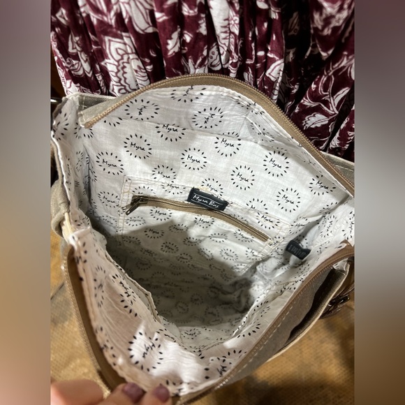 Myra Bag Crossbody Messenger – Canvas & Leather Military Stamp Rustic Boho Style - Picture 8 of 16